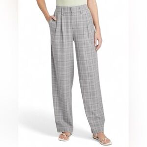 A New Day Plaid Wide-Leg Trousers Grey and White SZ 12 Short